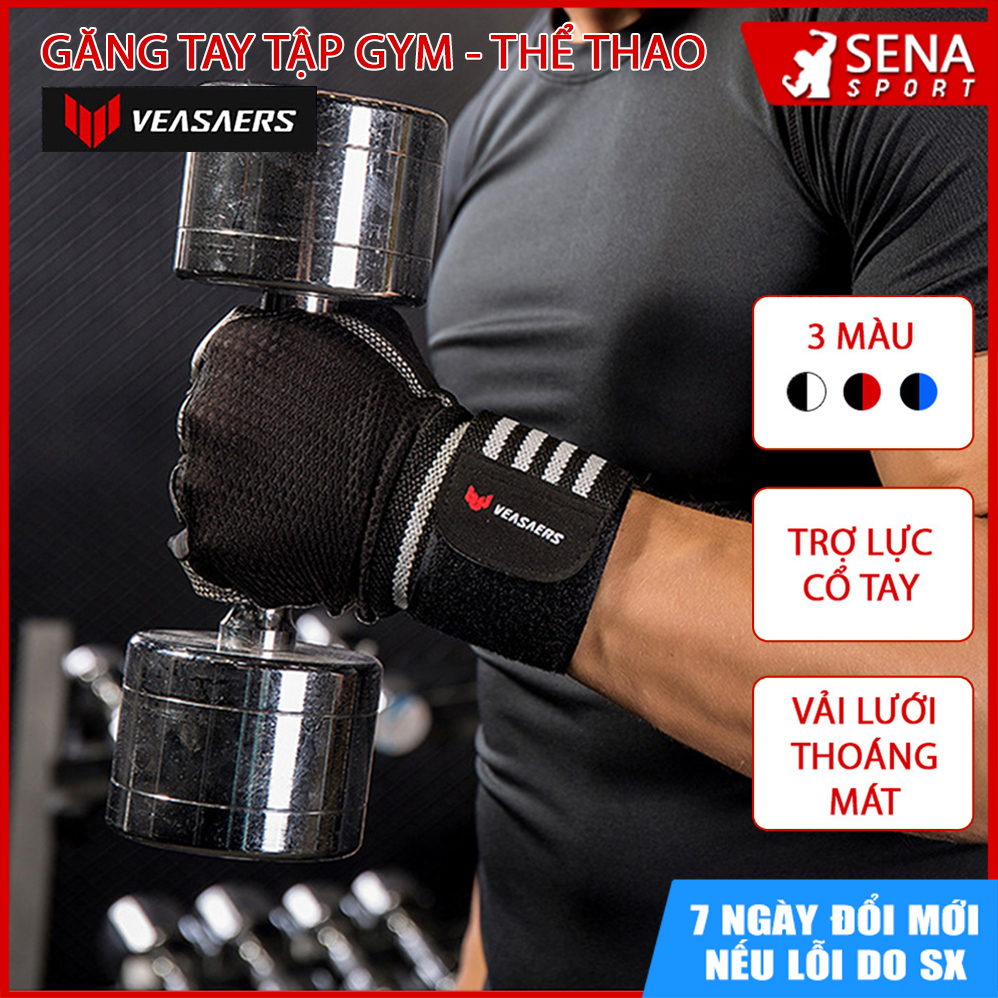 Găng tay tập gym có quấn cổ tay, Găng tay thể thao 2 trong 1 VEASARERS