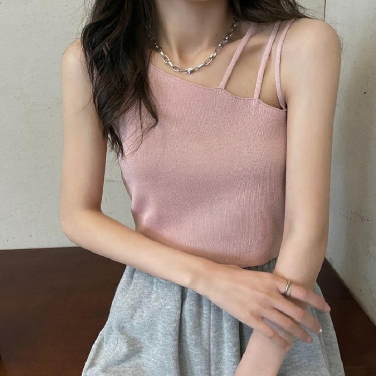 MS189 Áo ba lỗ croptop lệch vai dây cách điệu