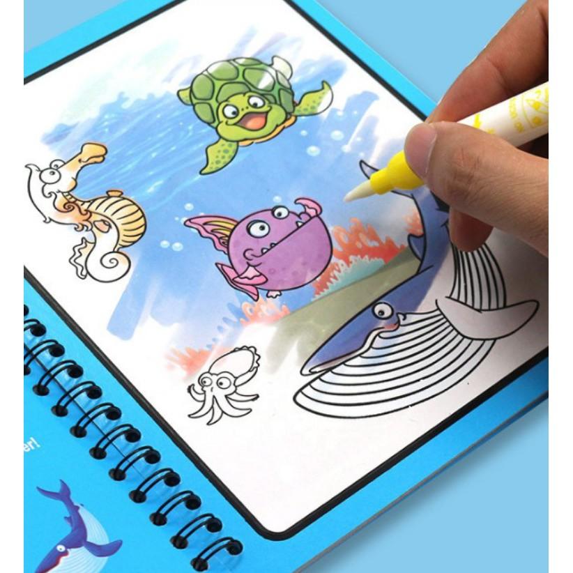 Xổ lo xo sách tô màu nước ma thuật Magic Water Book - Sách sử dụng nhiều lần