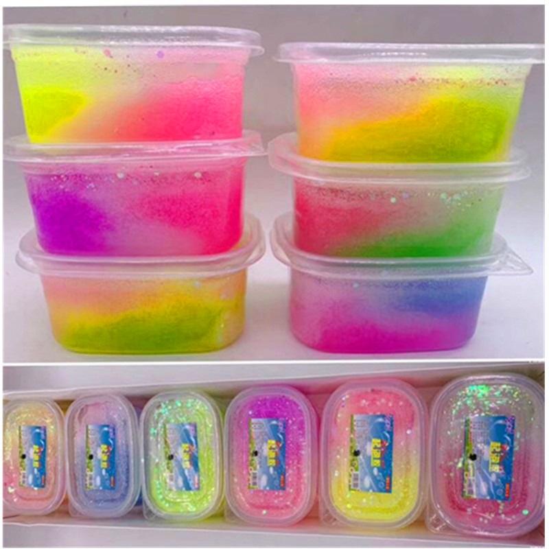 Slime mây cầu vồng galaxy hũ to 300ML kim tuyến giấy Đồ chơi slam chất nhầy ma thuật squishy