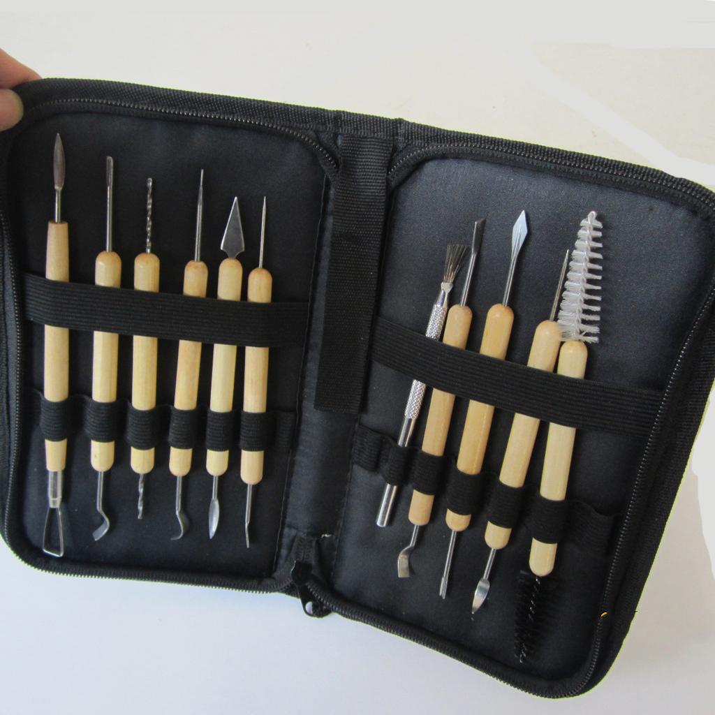 11x Pottery Clay Sculpture Carving Modelling Ceramic Tools Set DIY Art Craft
