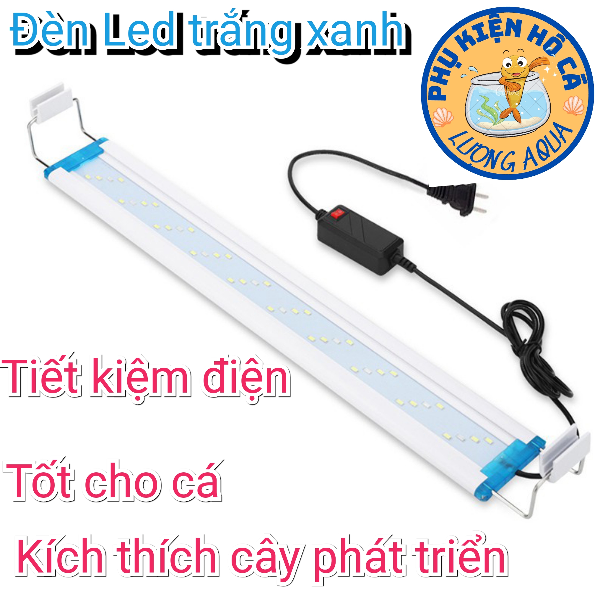 Đèn hồ cá thủy sinh nhiều màu,đèn máng,đèn kẹp, đèn led hồ cá trắng xanh siêu sáng 20-60cm,phụ kiện hồ cá cảnh,thủy sinh