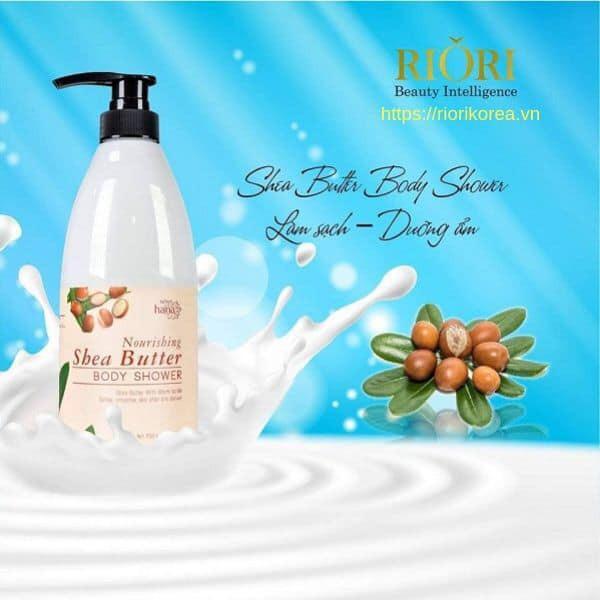 Sữa Tắm Dưỡng Ẩm Bơ Sữa Hạt Mỡ RIORI Nourishing Shea Butter Body Shower 750g - Chiết Xuất Sữa Dê và Bơ Hạt Mỡ