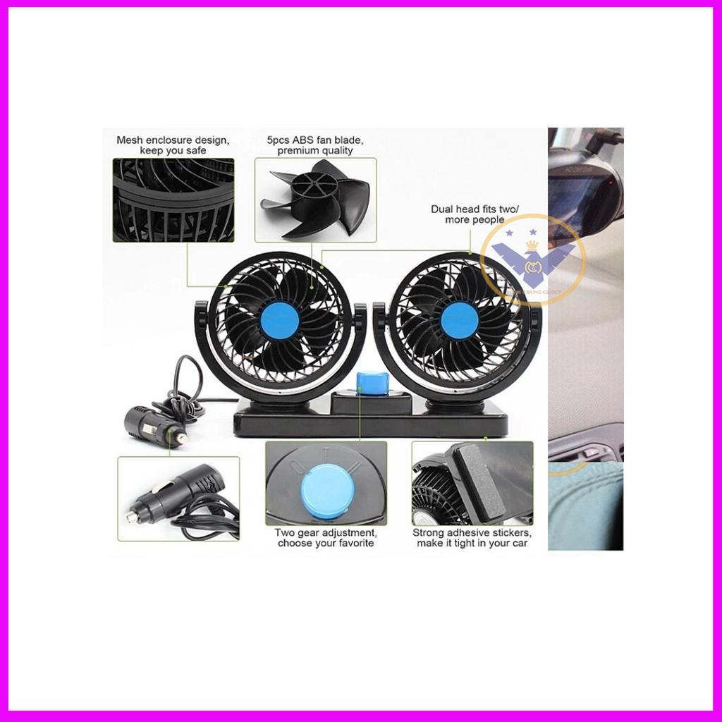 Quạt Đôi Mini Tiện Ích 360 Độ Để Trong Ô Tô, Để Bàn Làm Việc