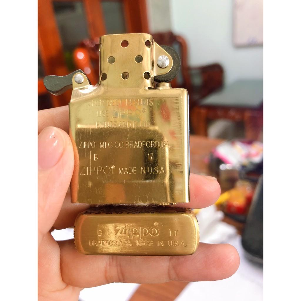 Bật Lửa Zippo Khắc ĂN MÒN 5 Mặt Hình Chim Đậu Đầu Lâu - RUỘT VÀNG