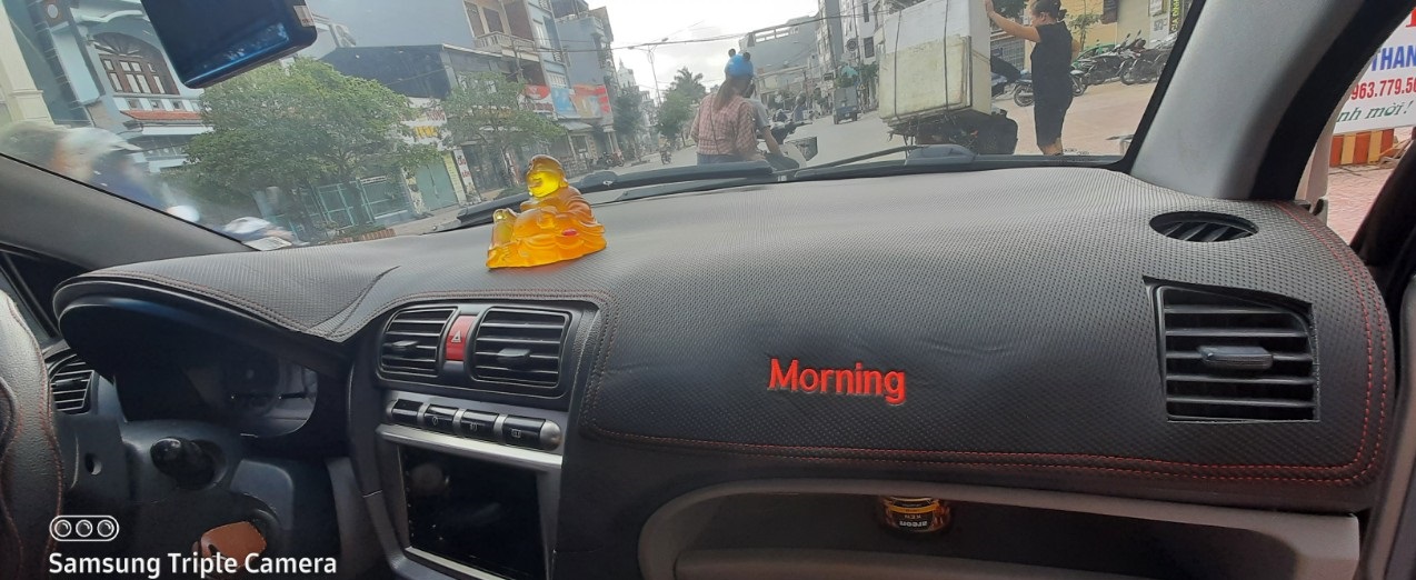 Thảm Taplo Xe Kia Morning đời 2004-2011 loại da dày cao cấp 3 lớp chống trượt Da Carbon đen