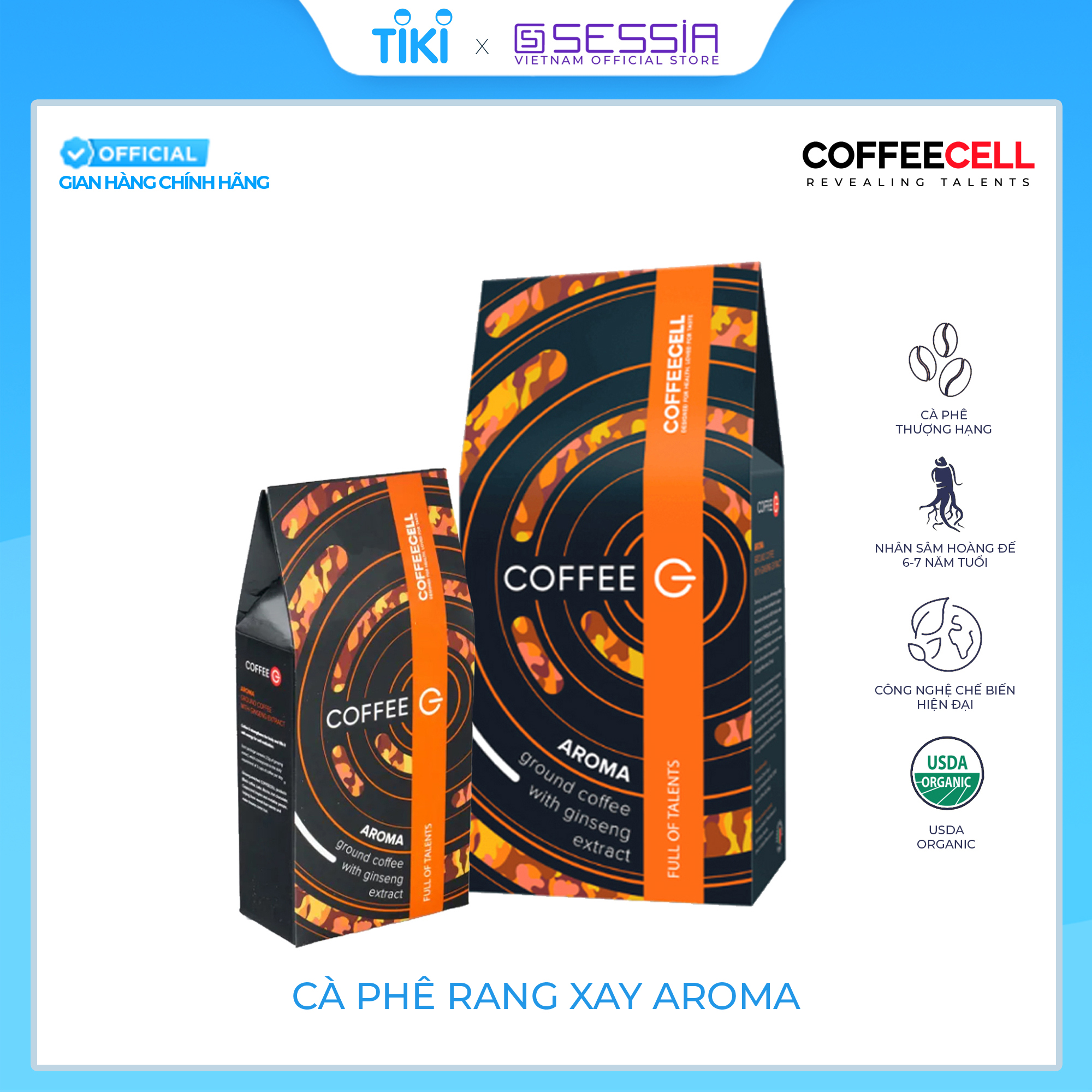 Cà phê rang xay Coffee G Aroma với Nhân sâm Hoàng đế (250g) - COFFEECELL - Hàng Chính Hãng