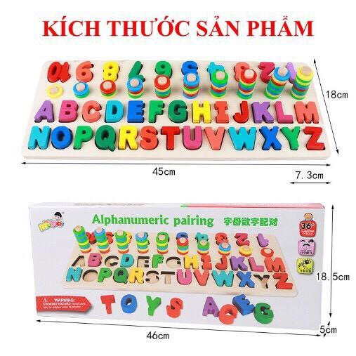 Đồ Chơi Gỗ,Bảng Học Đếm 10 Bậc Thang Cột Tính Cho Bé Học Số-Màu Sắc-Chữ Cái Giúp Bé Phát Triển Trí Tuệ