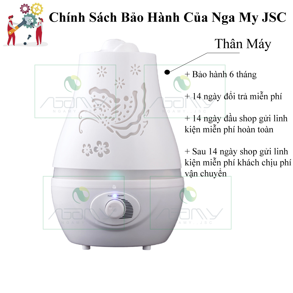 [Hàng Chính Hãng] Máy Xông Tinh Dầu Phun Sương Tạo Ẩm Hồ Điệp Nga My Dung Tích 2000ml Có Điều Khiển Đèn Led 7 Màu Phun Sương Tạo Âm Trong Phòng Điều Hòa