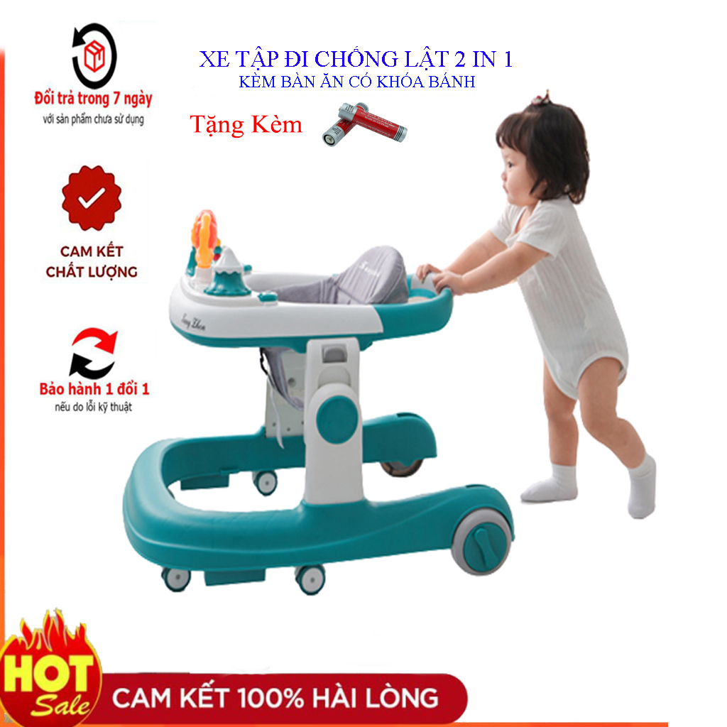 Xe tập đi chữ U chống lật kèm bàn ăn