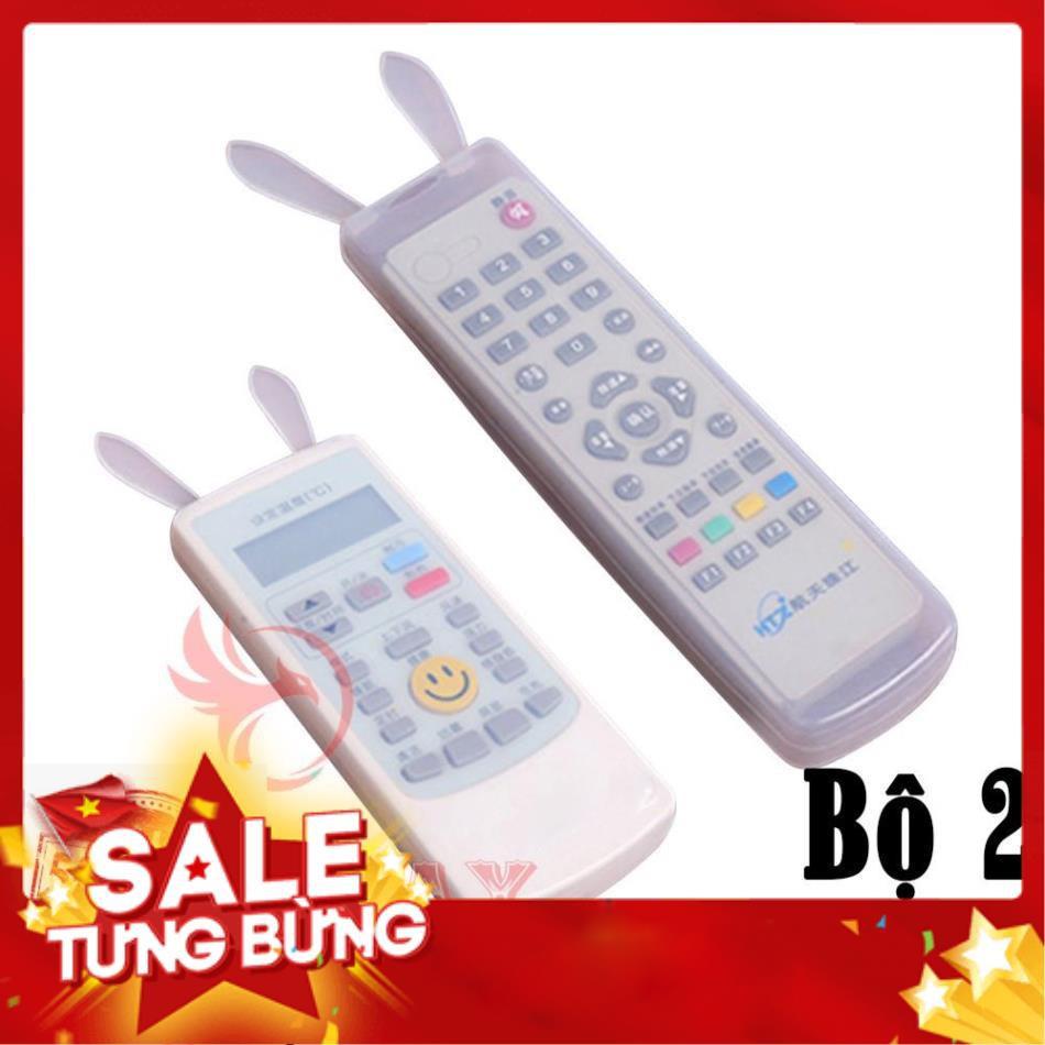 Vỏ bọc điều khiển tivi túi bao silicon tai thỏ remote điều hòa máy lạnh tv chống bụi .......