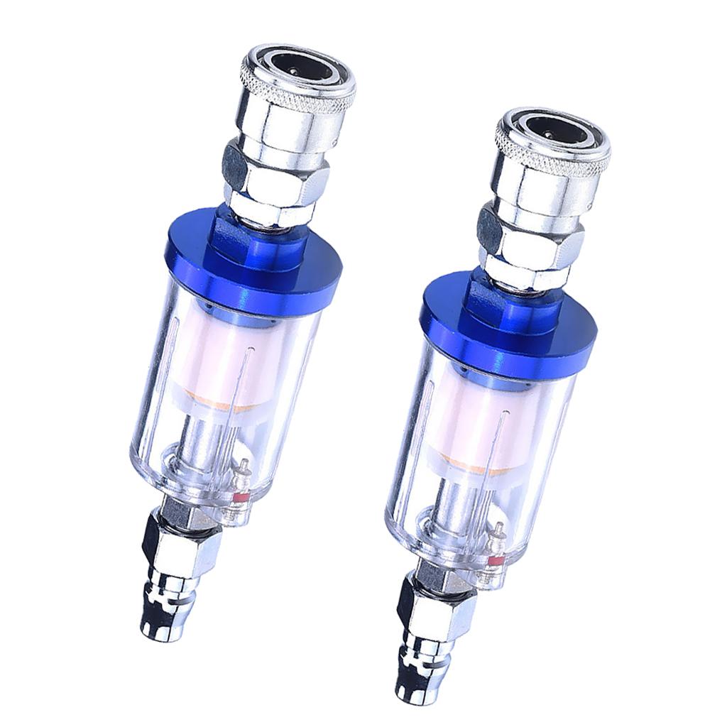 2 Pcs Air Oil Water Separator Filter Kit for Compressor Spray Paint Gun Tool