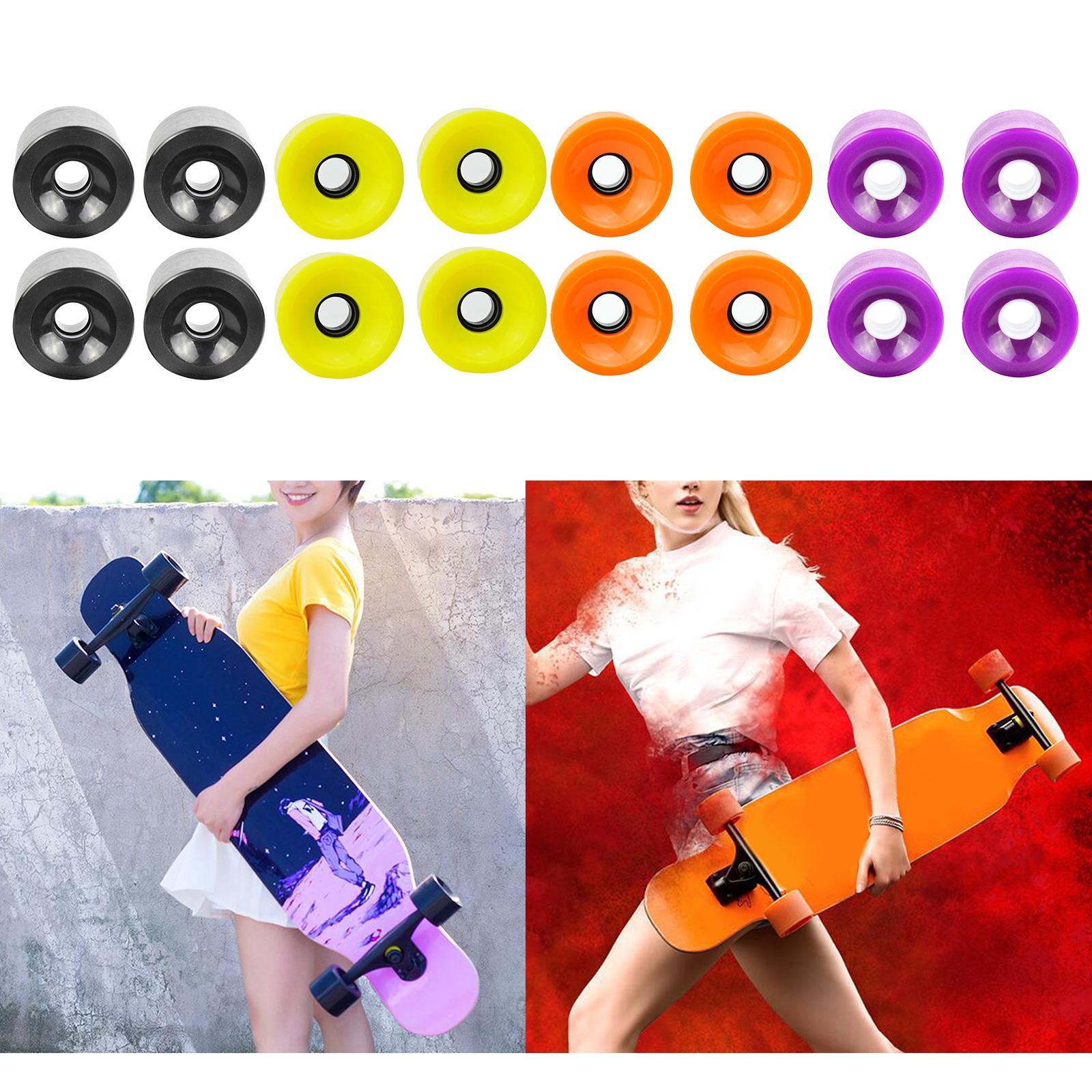 4Pieces Longboard Wheels Set 70x51mm Skate Board PU Roller 78A Wheel Black