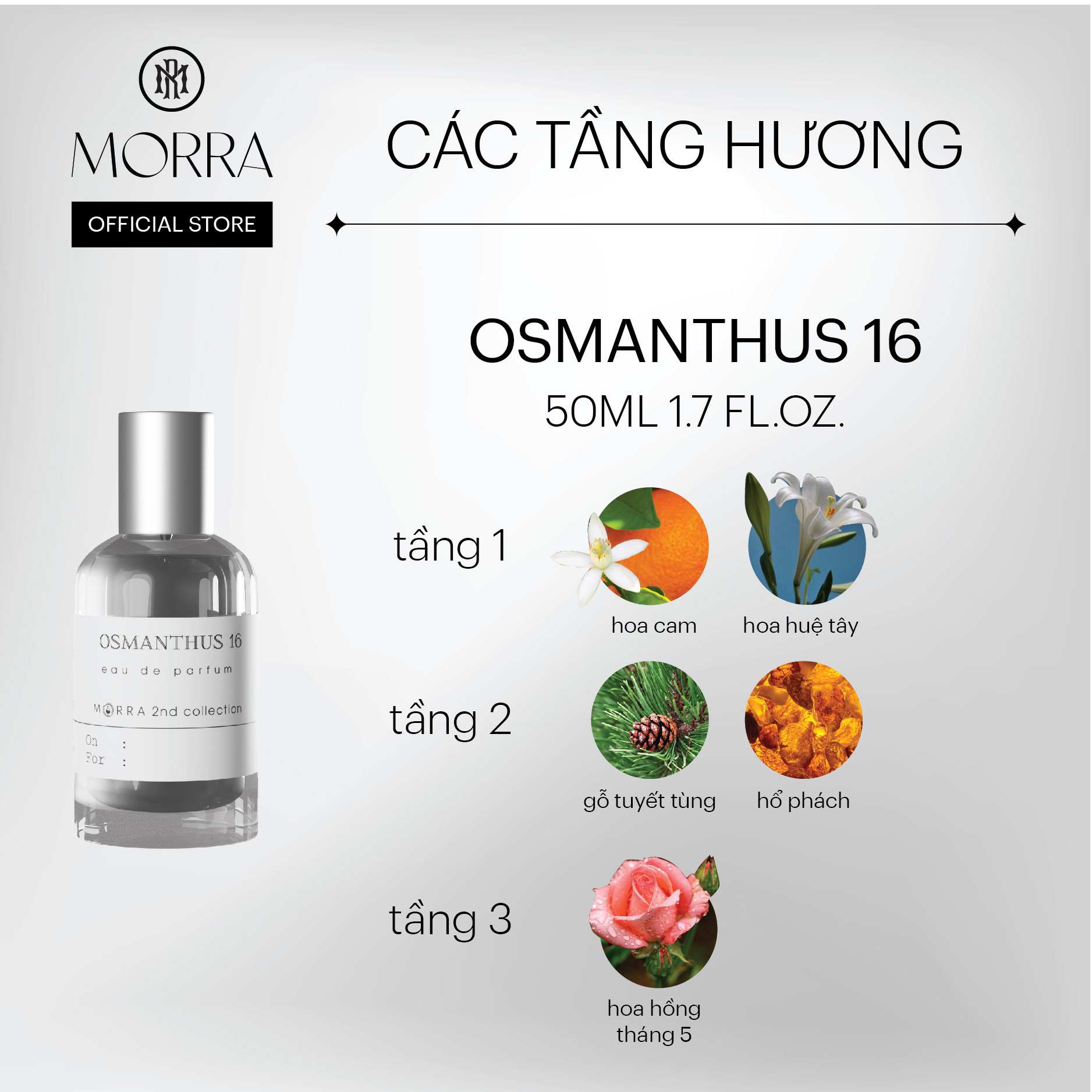 Nước Hoa Nữ Morra Osmanthus 16 Dung Tích 50ml Hương Hoa Cỏ Ngọt Ngào Gợi Cảm, Mộc Mạc Lưu Hương Lâu 6H - 8H