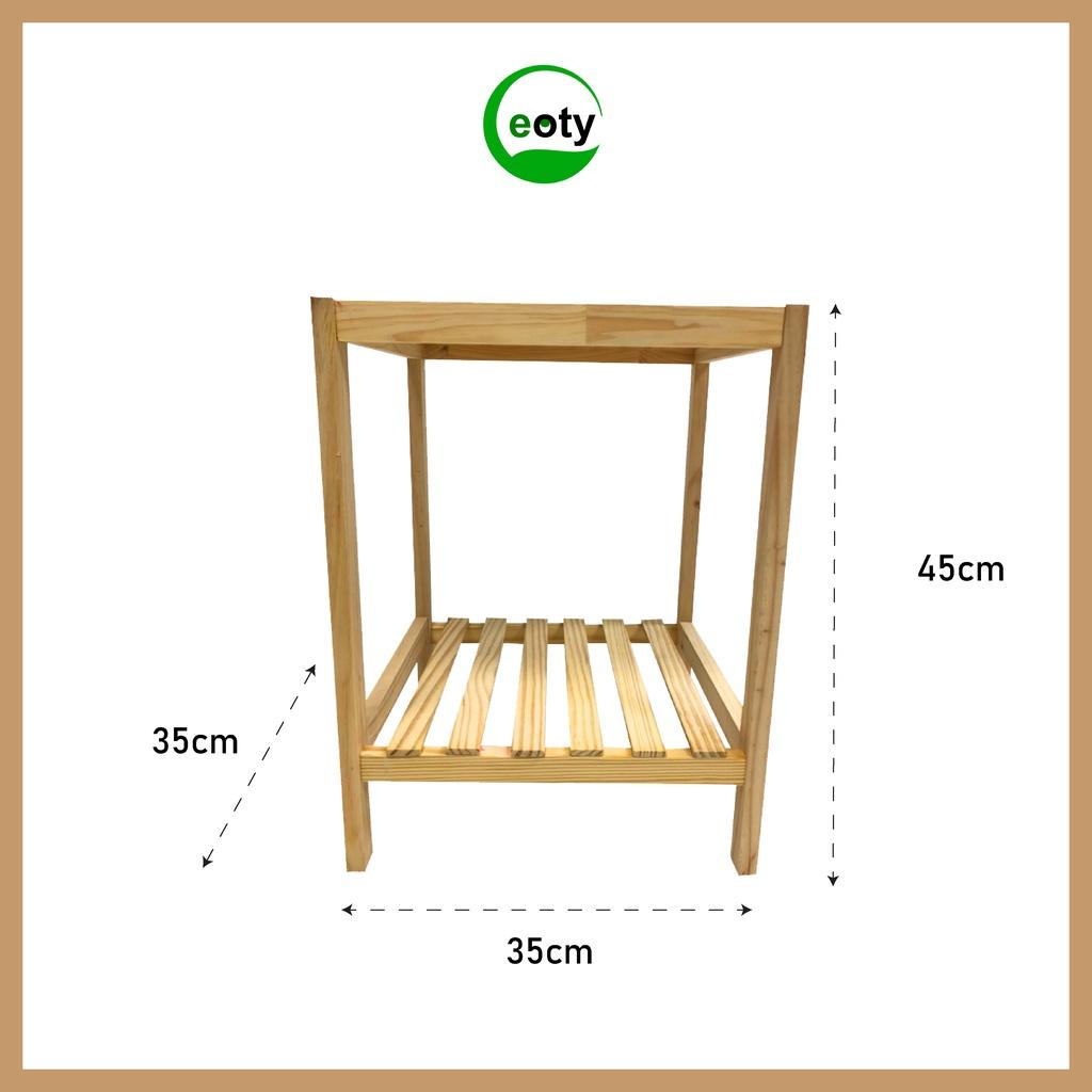 Kệ tab đầu giường gỗ thông mặt ván - kệ gỗ vuông 2 tầng đa năng Eotygroup