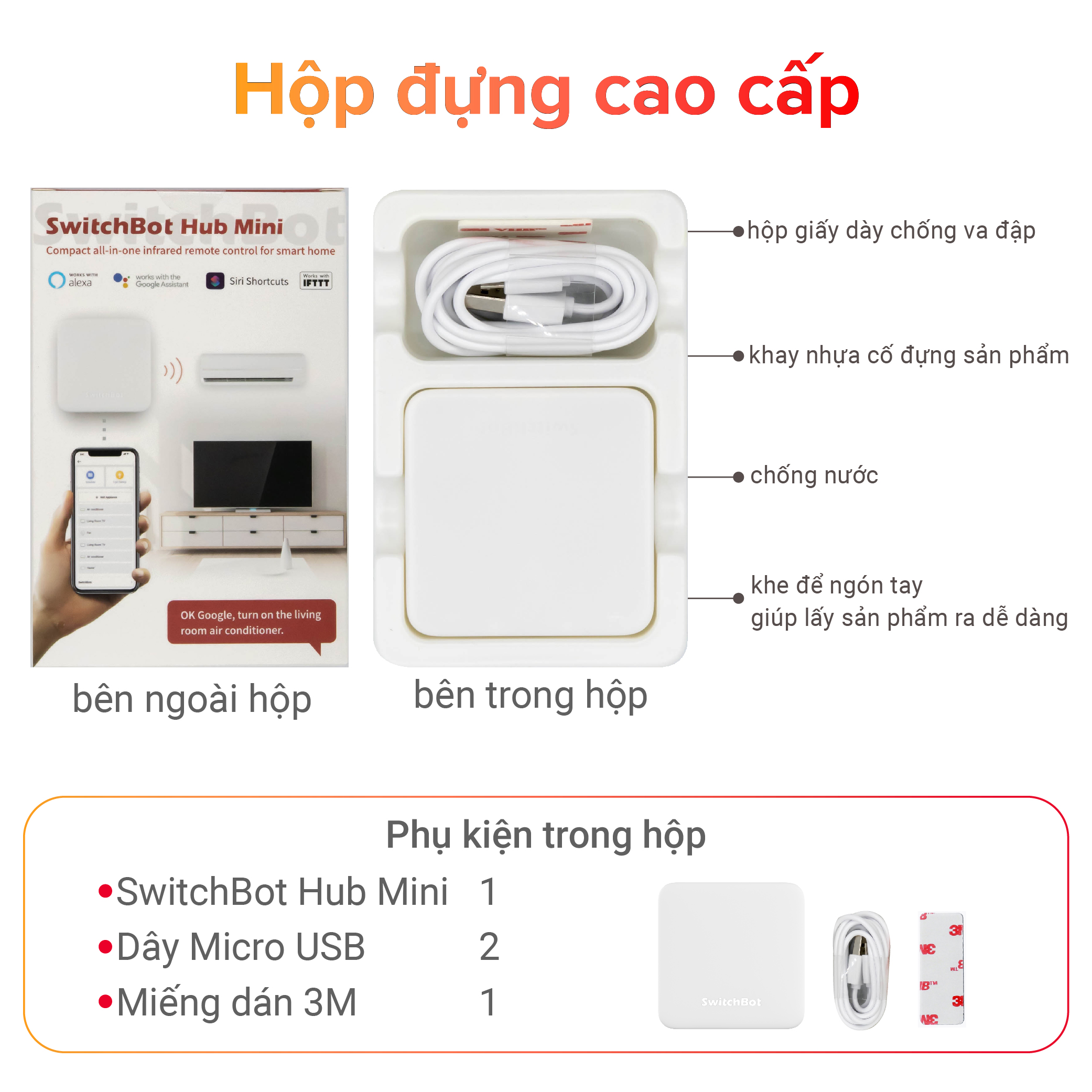 Bộ điều khiển trung tâm thông minh SWITCHBOT Hub Mini -Hàng chính hãng- IR blaster, kết nối Wifi cho các thiết bị cùng hệ, điều khiển máy lạnh, tương thích với Alexa, Google Home, HomePod, IFTTT