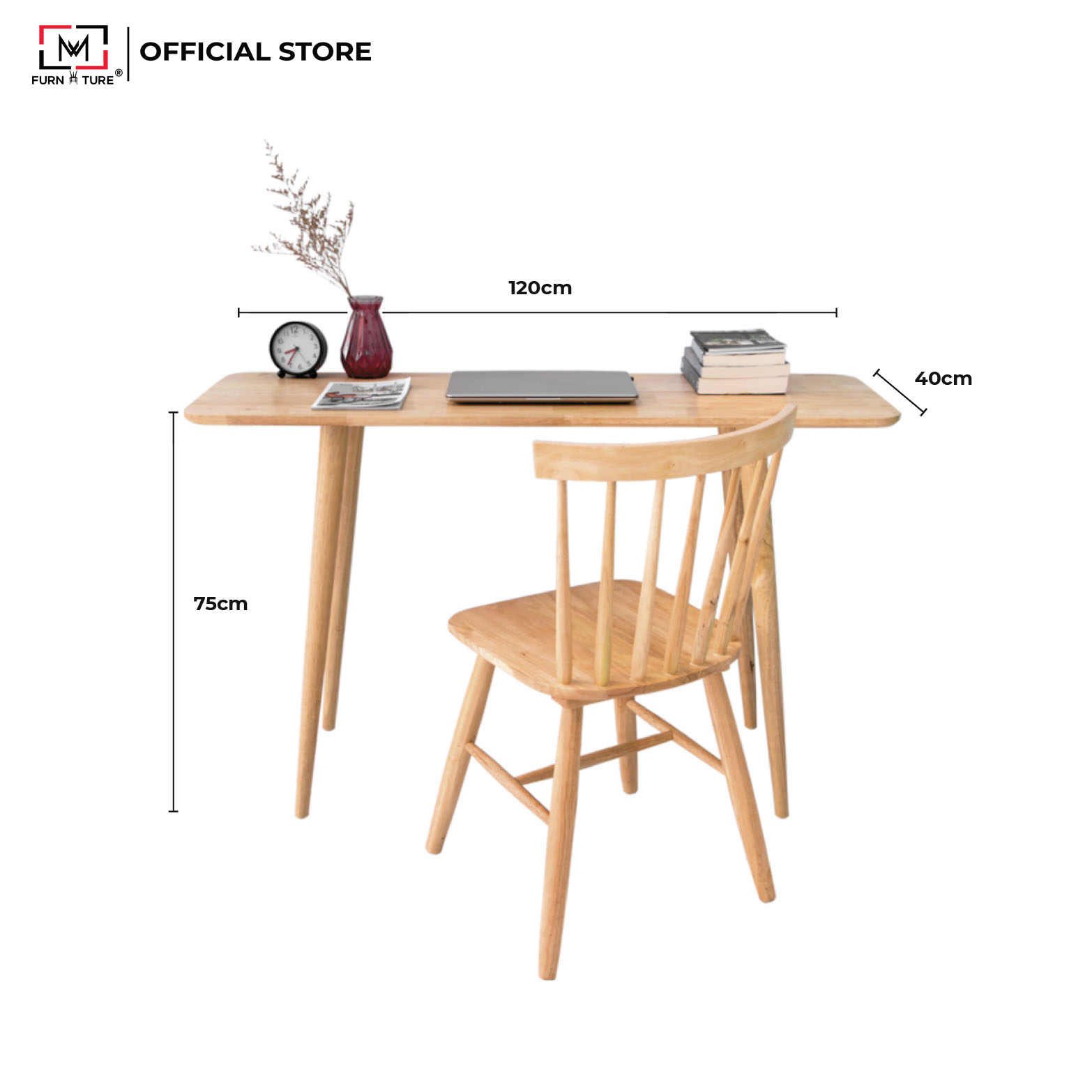 BÀN LÀM VIỆC GỖ HÀN QUỐC LẮP RÁP MWFURNITURE - SLIM TABLE NONE LINE - NATURAL