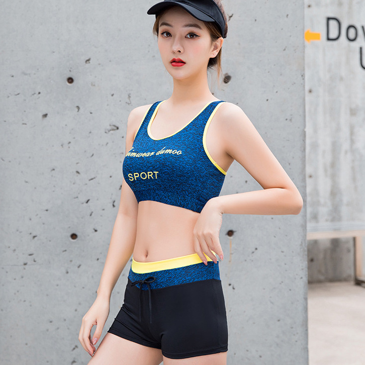 Bộ Đồ Bơi Nữ Bikini 2 Mảnh Ati61 Mayhomes Set Áo Và Short, One Size, Kiểu Dáng Thể Thao - Xanh