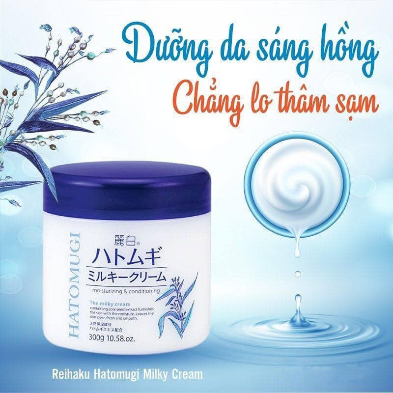 Kem Dưỡng Hatomugi Chiết Xuất Ý Dĩ Làm Sáng Da 300g Moisturizing Conditioning The Milky Cream