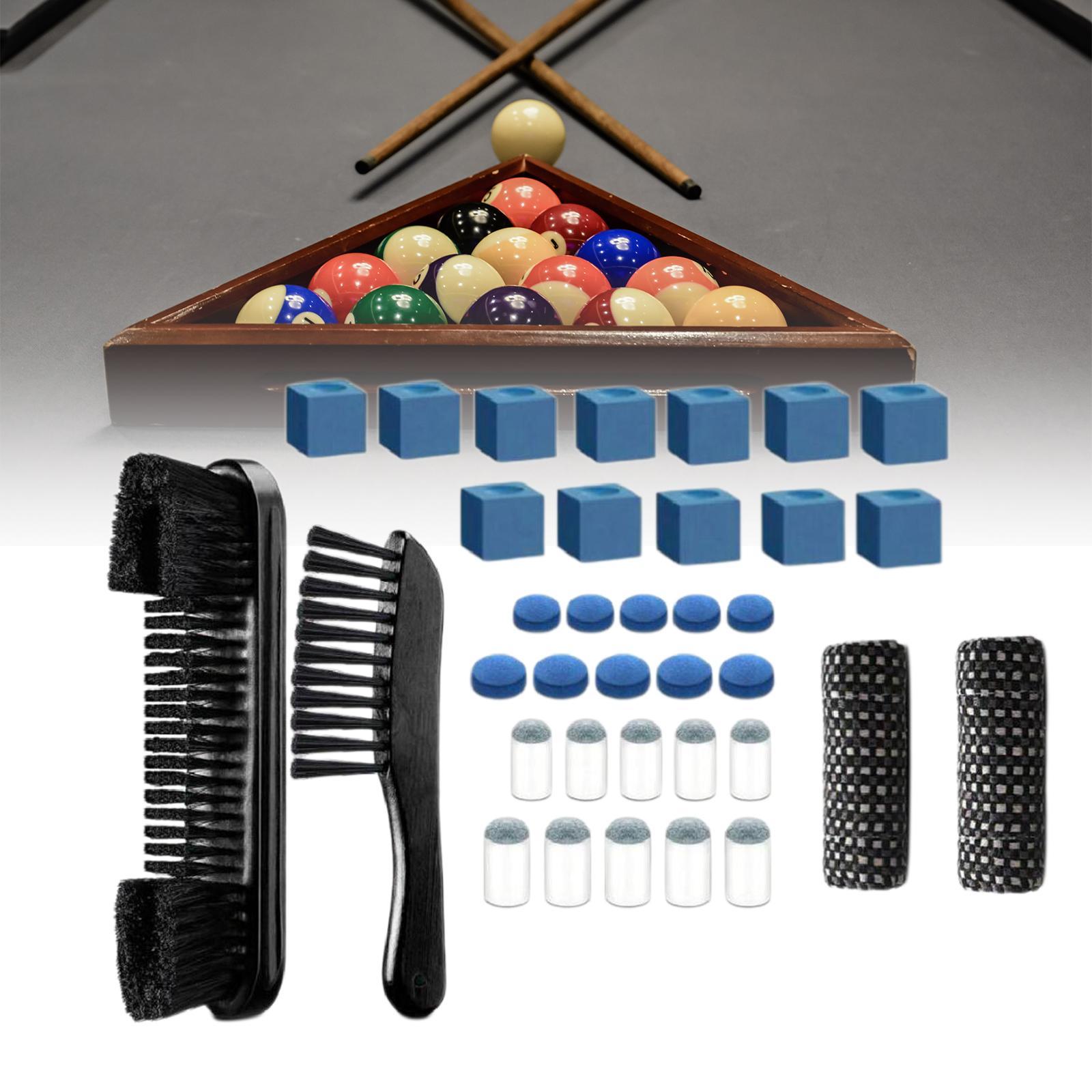 Billiards Pool Table with Rail Brush Wooden Cleaning Brush 10 Blue Cue Tips  Durable Cleaning Tools Billiard Accessories