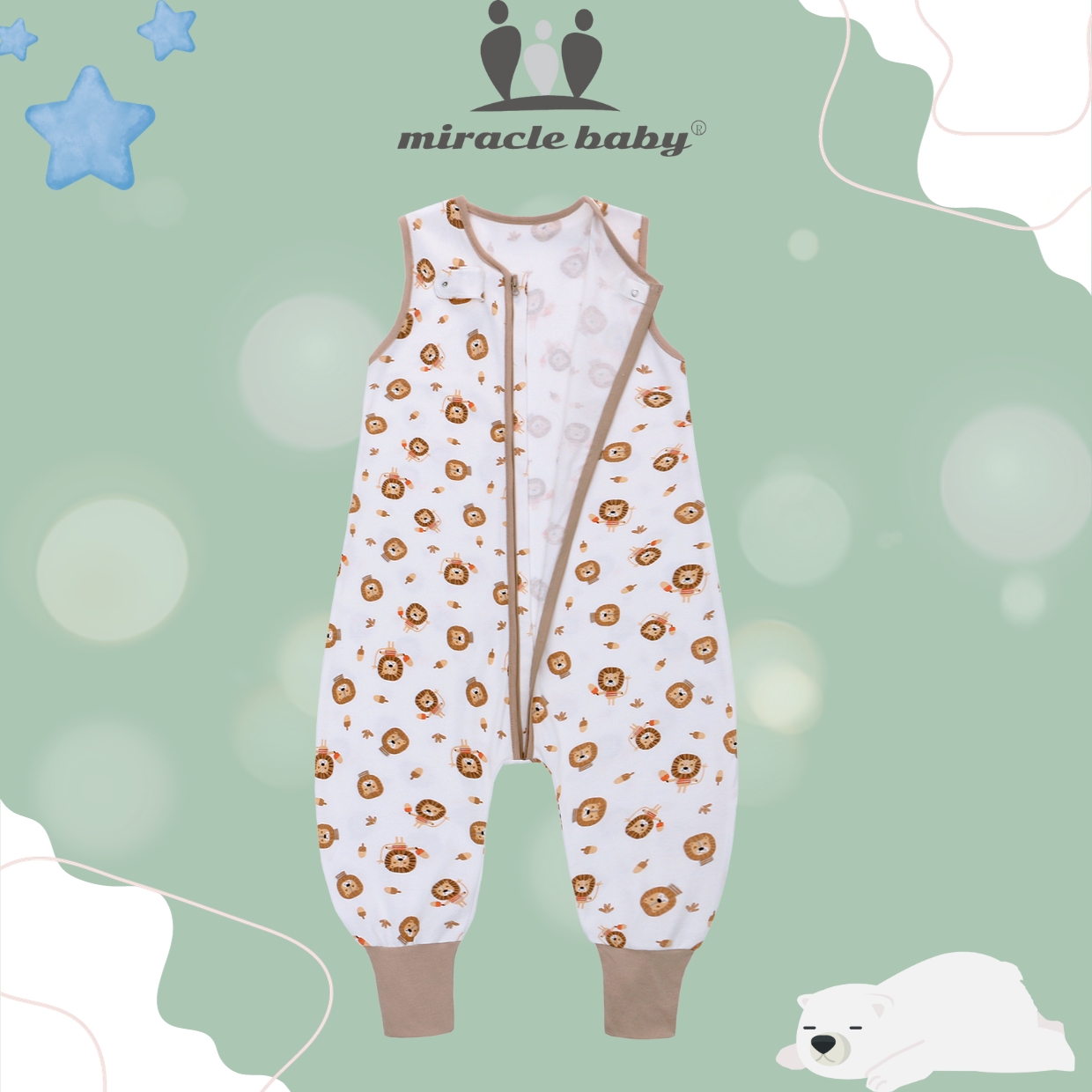 Túi ngủ quần cotton thoáng mát Miraclebaby cho bé từ 6 tháng đến 6 tuổi