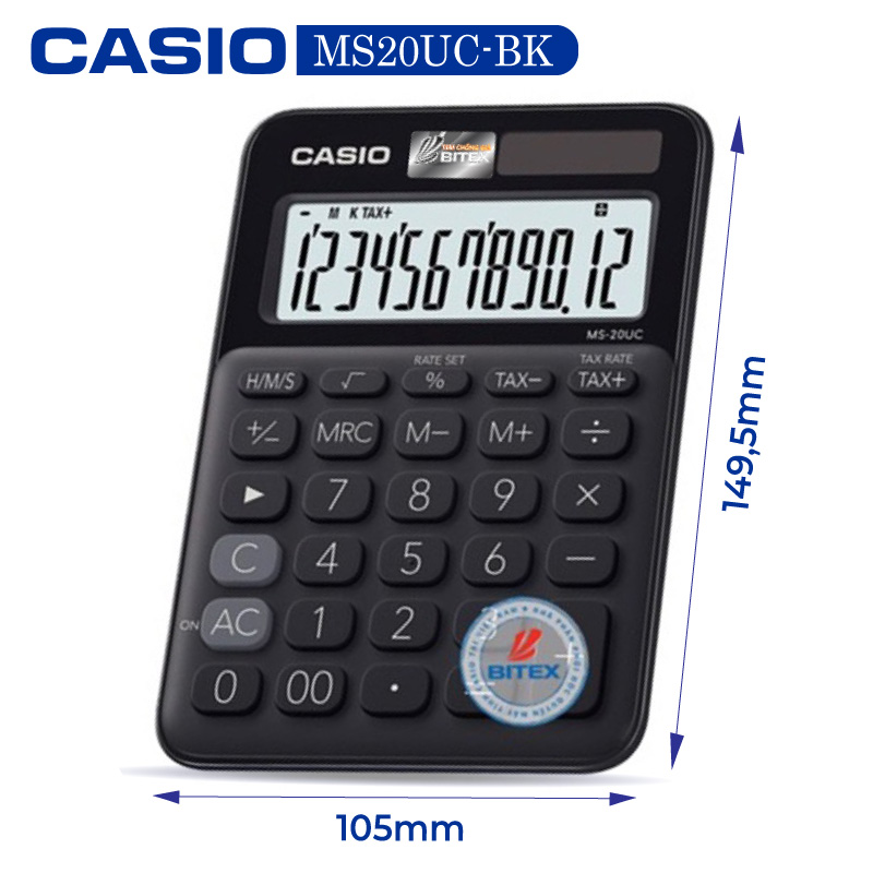 Máy tính Casio MS-20UC, Bảo hành 7 năm - Giao màu ngẫu nhiên - Hàng chính hãng Bitex