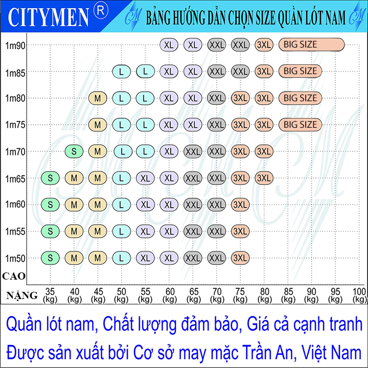 Combo 10 Quần Lót Nam nhiều lưng vải cotton 2 chiều hiệu CITYMEN, màu ngẫu nhiên, sịp nam - LMTK-MULTI2C