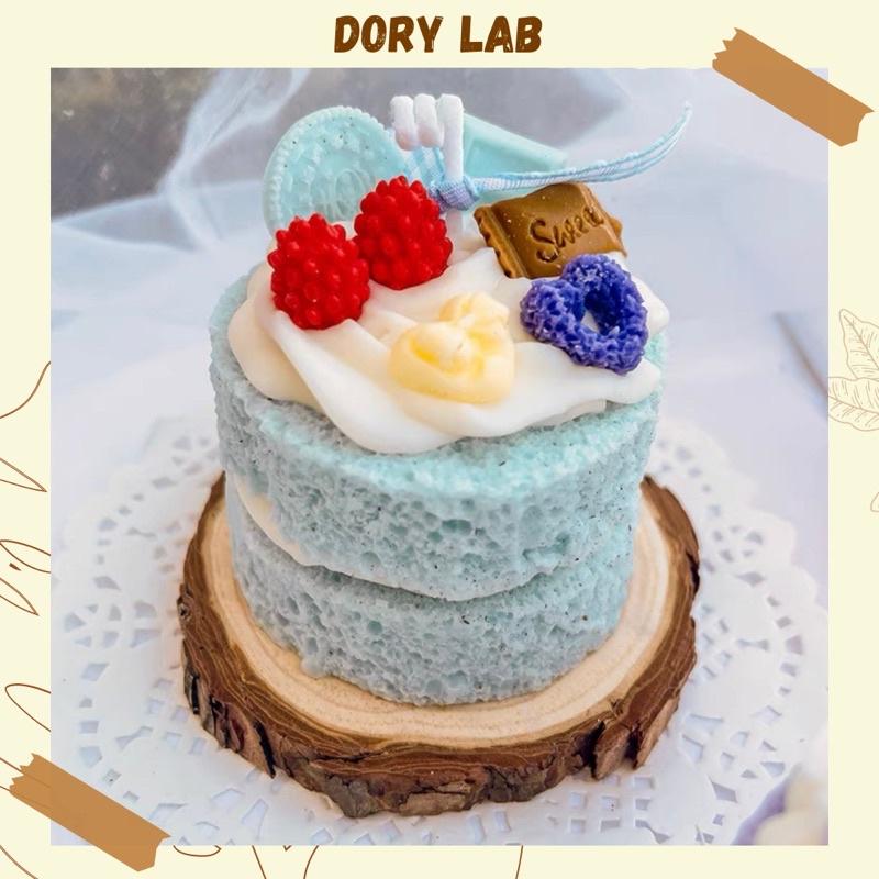 Nến Thơm Bánh Kem 2 Tầng Mix Topping Màu Pastel Handmade, Quà Tặng Sinh Nhật - Dory Lab