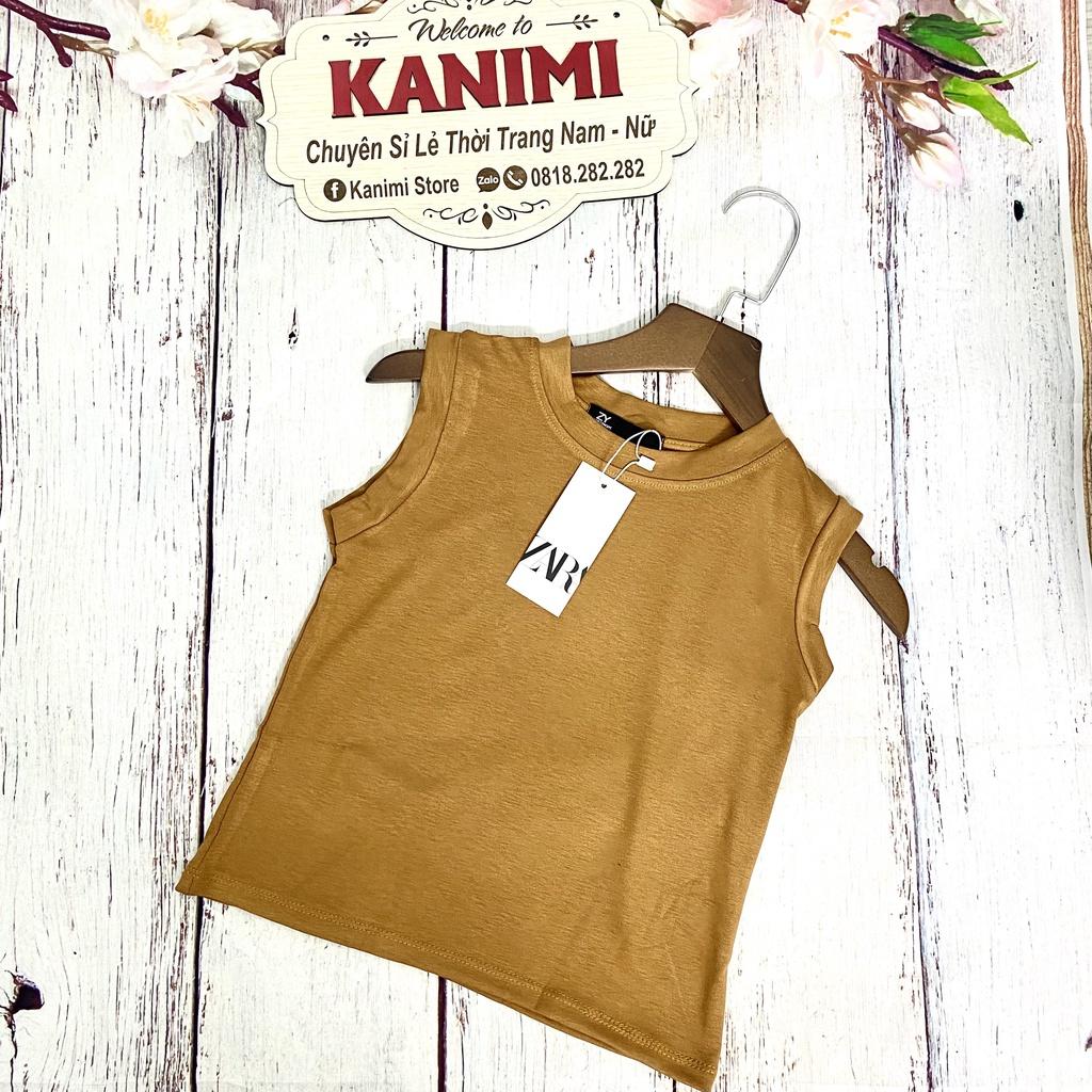 Áo croptop ba lỗ cổ cao Kanimi - áo thun ba lỗ cao cổ nữ phong cách Ulzzang