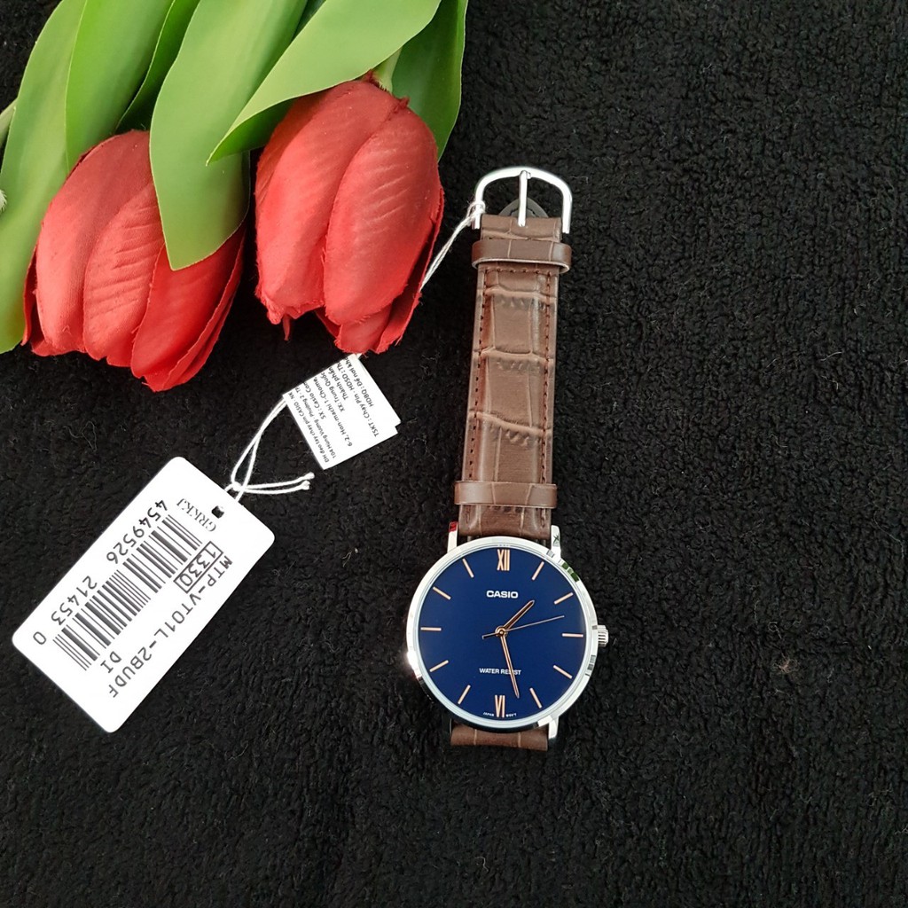 Đồng hồ Casio nam dây da MTP-VT01L-2BUDF