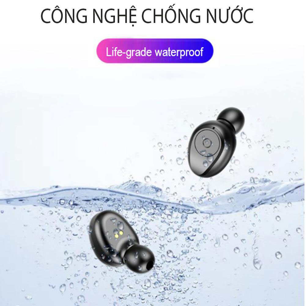 Tai Nghe Bluetooth TWS F9 Tai Nghe Nhét Hai Tai Bluetooth 5.0 True wireless Cảm Ứng Vân Tay, Nút Bấm Chống Nước Dock Sạc Dự Phòng - VÂN TAY