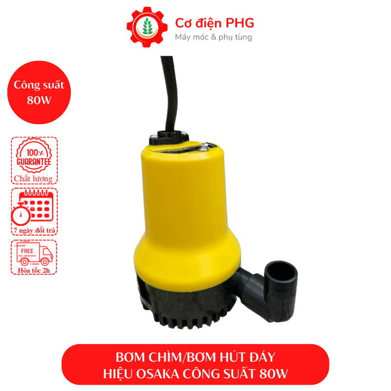 ￼Máy bơm chìm dùng để hút nước chống ngập, hút nước thải 12V DC công suất 80W | Máy bơm tõm| Hiệu OSAKA