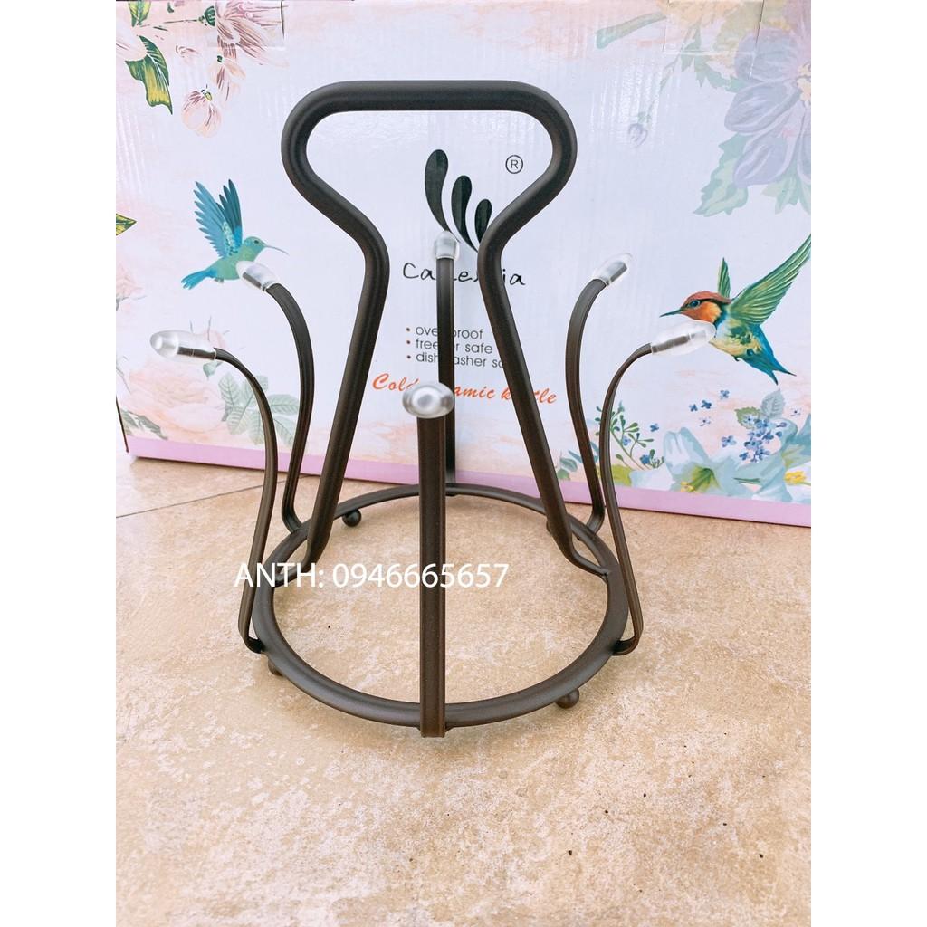 Giá úp cốc tròn kim loại sơn tĩnh điện đen