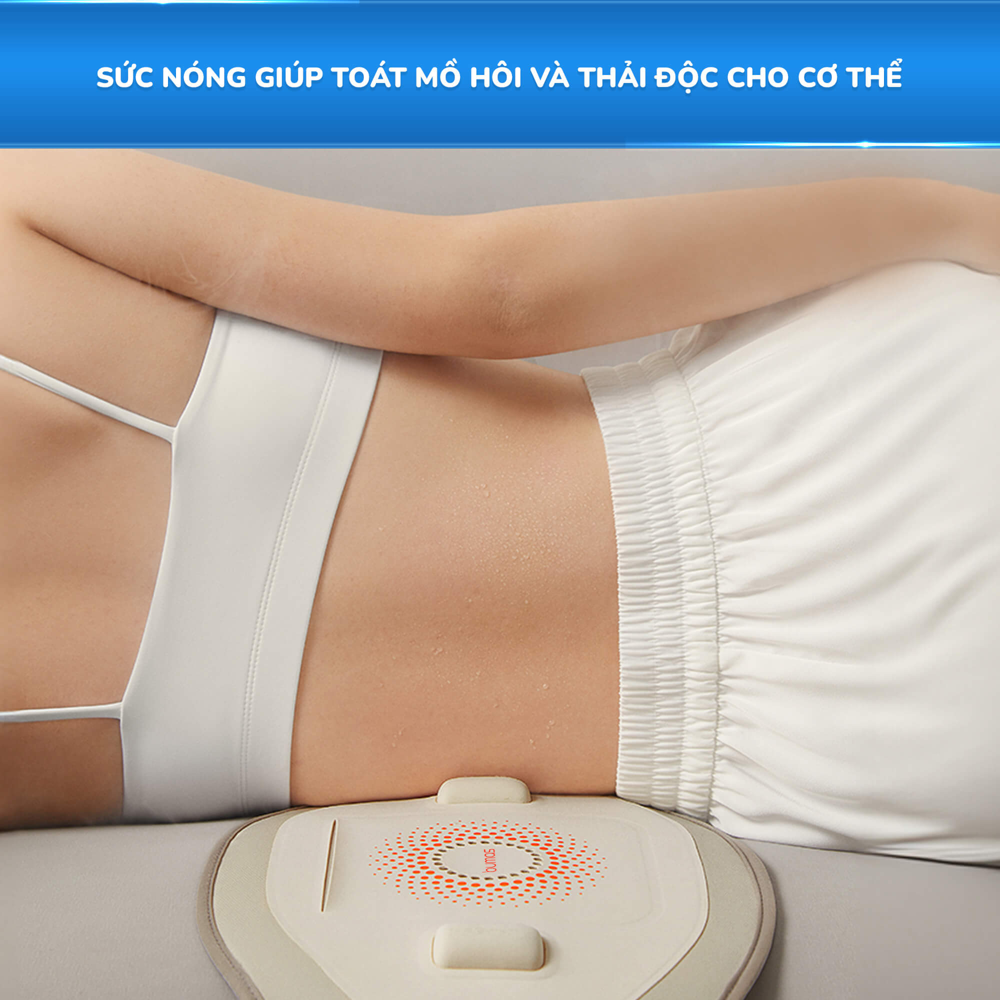 Đai Massage Bụng Kinh BUMAS M13, Chườm Nóng Thảo Dược, Giảm Đau Lưng Bụng, Giảm Nhức Mỏi - Hàng chính hãng