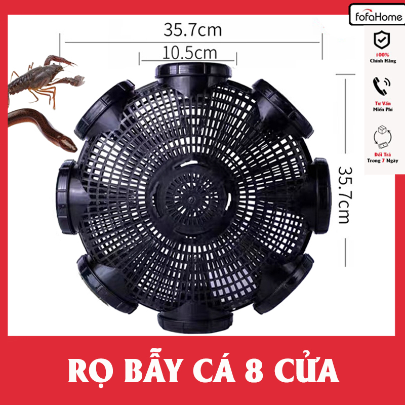 Rọ Bẫy Cá, Cua, Lươn, Tôm 8 Cửa Nhựa PP - Lồng Bẫy Tôm, Cua, Cá, Lươn, Trạch Hiệu Quả Cao