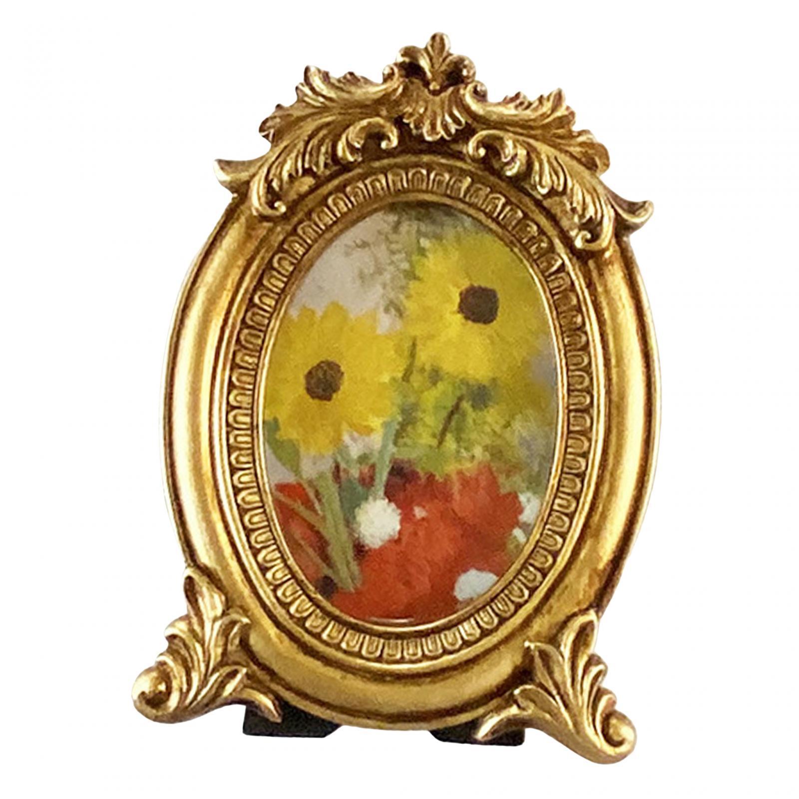 Picture Frame Card Display Holders Bookshelf Carved Floral Resin Photo Frame