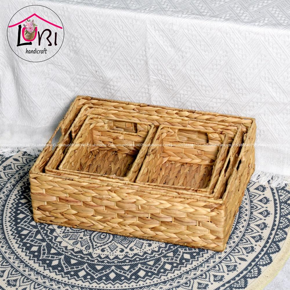 Lubihandicraft - Khay đựng đồ đan lục bình bô 4 - đẹp, tiện lợi