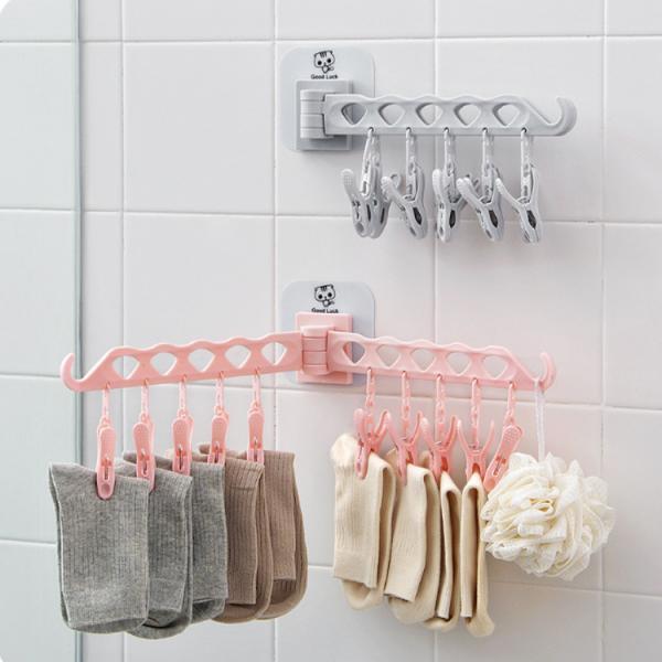 Foldable Clip and Cloths Hanger, Sock Hanger Underwear Hanger with 10