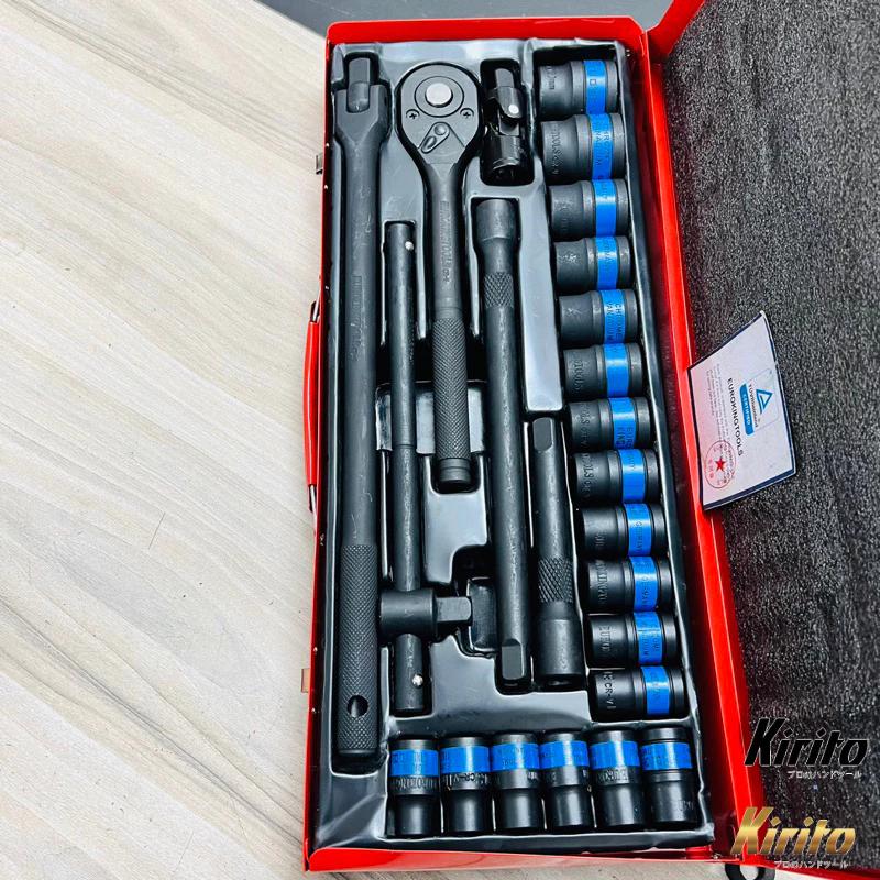 Bộ tuýp khẩu 24 món chất liệu thép CRV nhuộm đen chống gỉ cao cấp 1/2 (10-32mm) Kirito phân phối