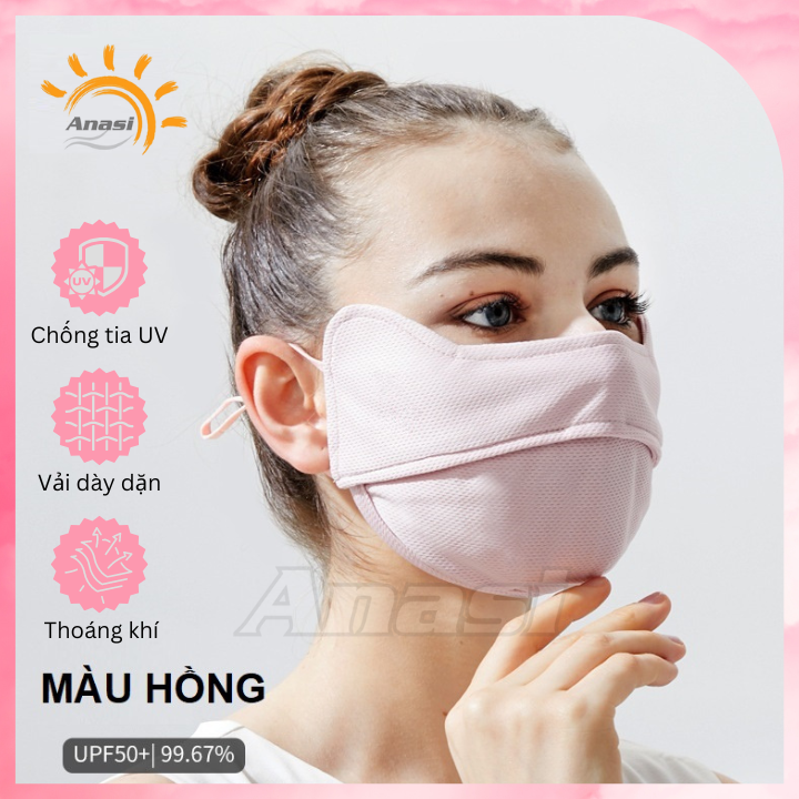 Khẩu trang che gò má vải dày chống nắng Anasi L441 - Khẩu trang nam nữ chống nám gò má