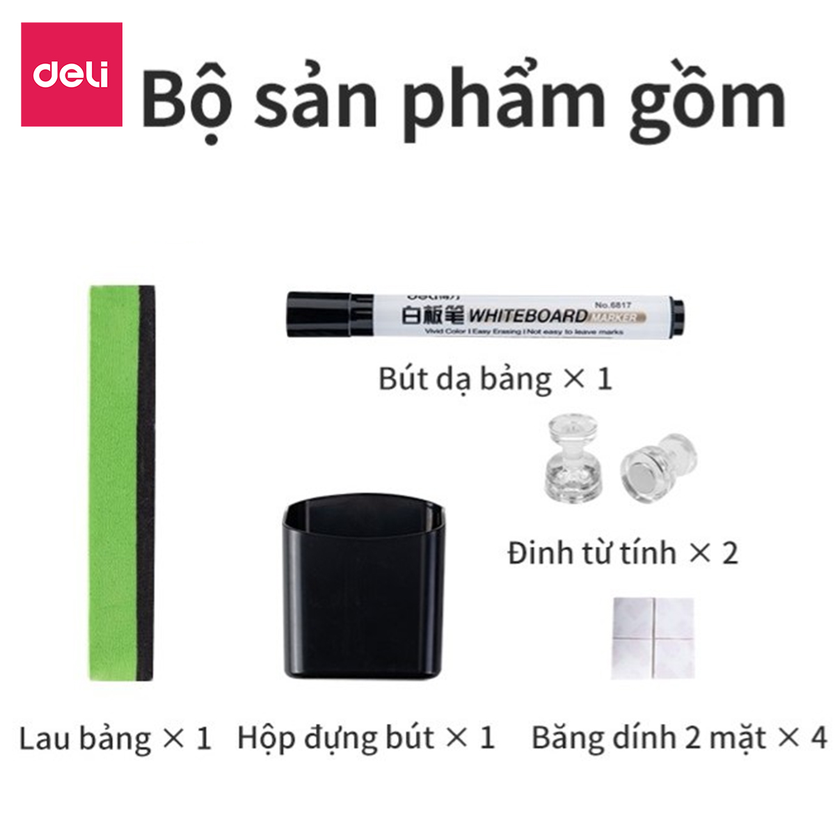 Bảng từ trắng không viền  Deli - 50007/50008/8716