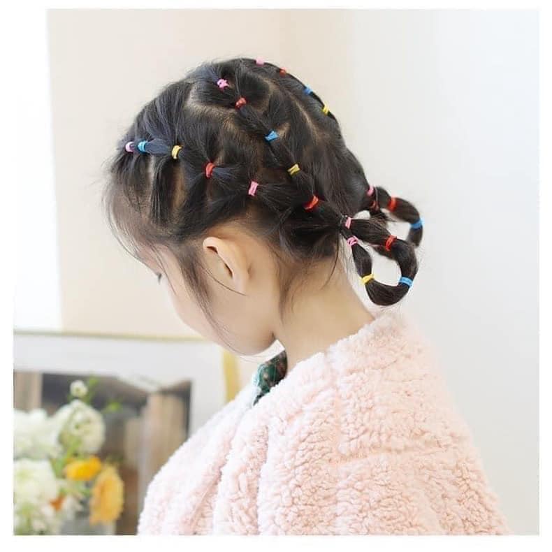 Lọ 1000 dây buộc tóc cho bé - Hàng Chính Hãng