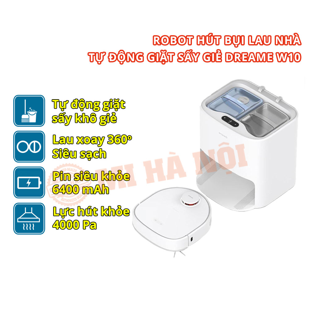 Robot Hút Bụi Lau Nhà Dreame Bot W10 / W10 Pro– Tự Động Giặt Giẻ, Sấy Khô - Hàng chính hãng