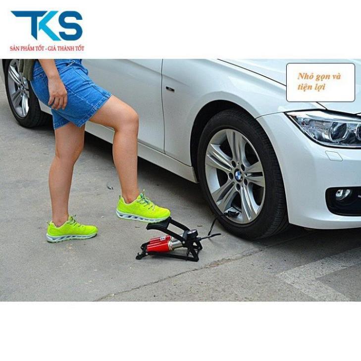 Bơm đạp chân đa năng mini cho ô tô xe máy 1 xilanh nhập khẩu