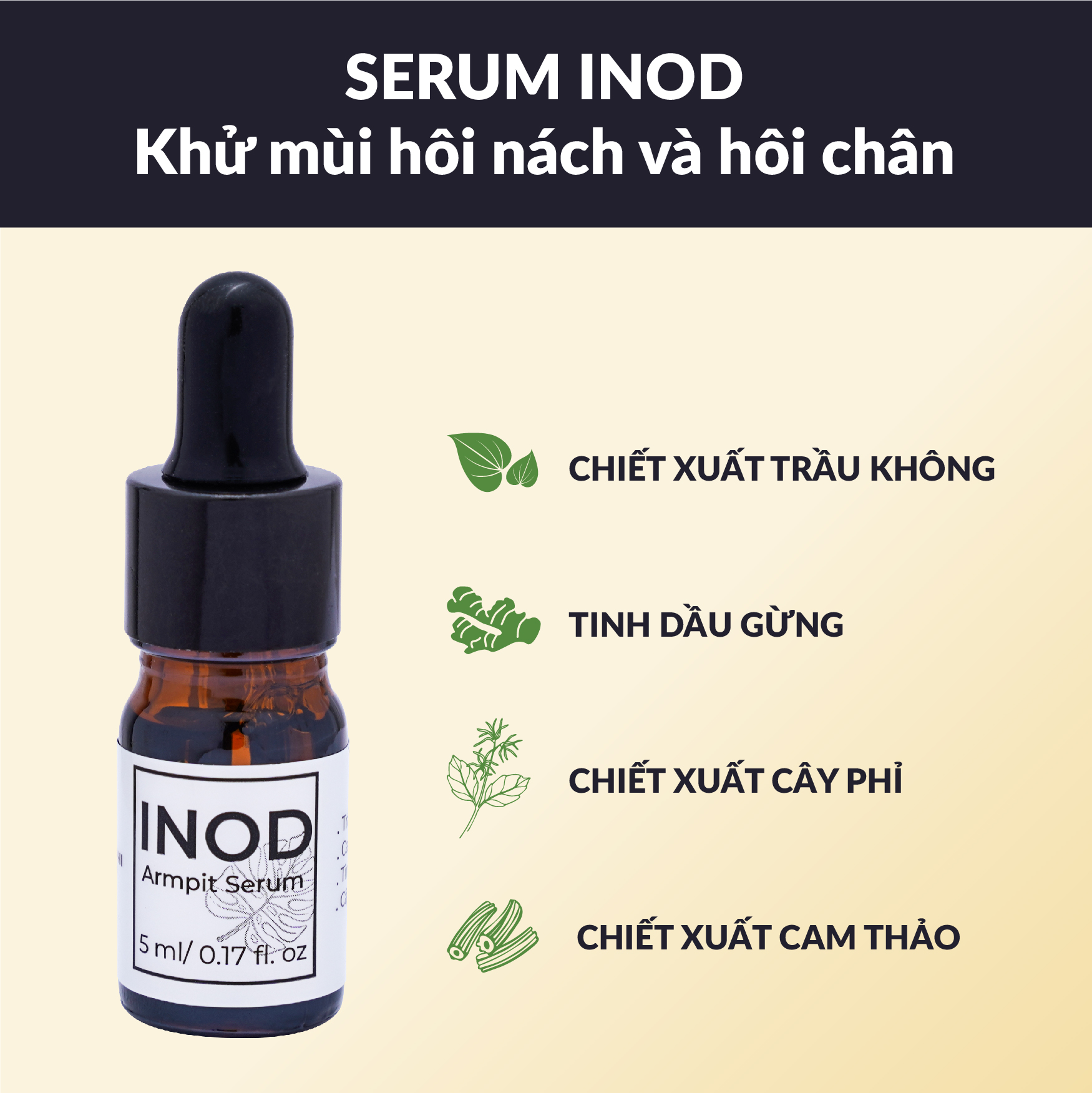 Serum khử mùi hôi nách, hôi chân INOD Huyền Phi 5ml