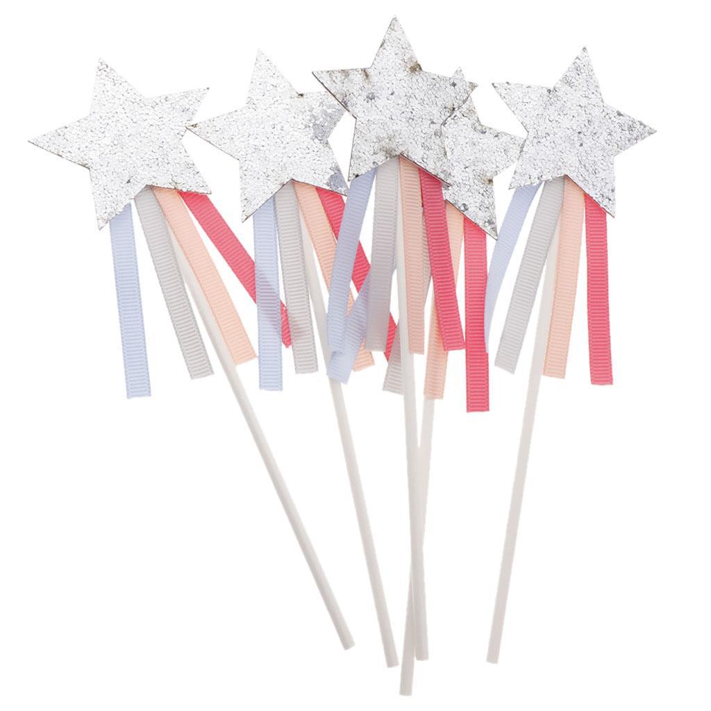 5 Pieces Star Cake Toppers Birthday Wedding Cake Decor Party Suply