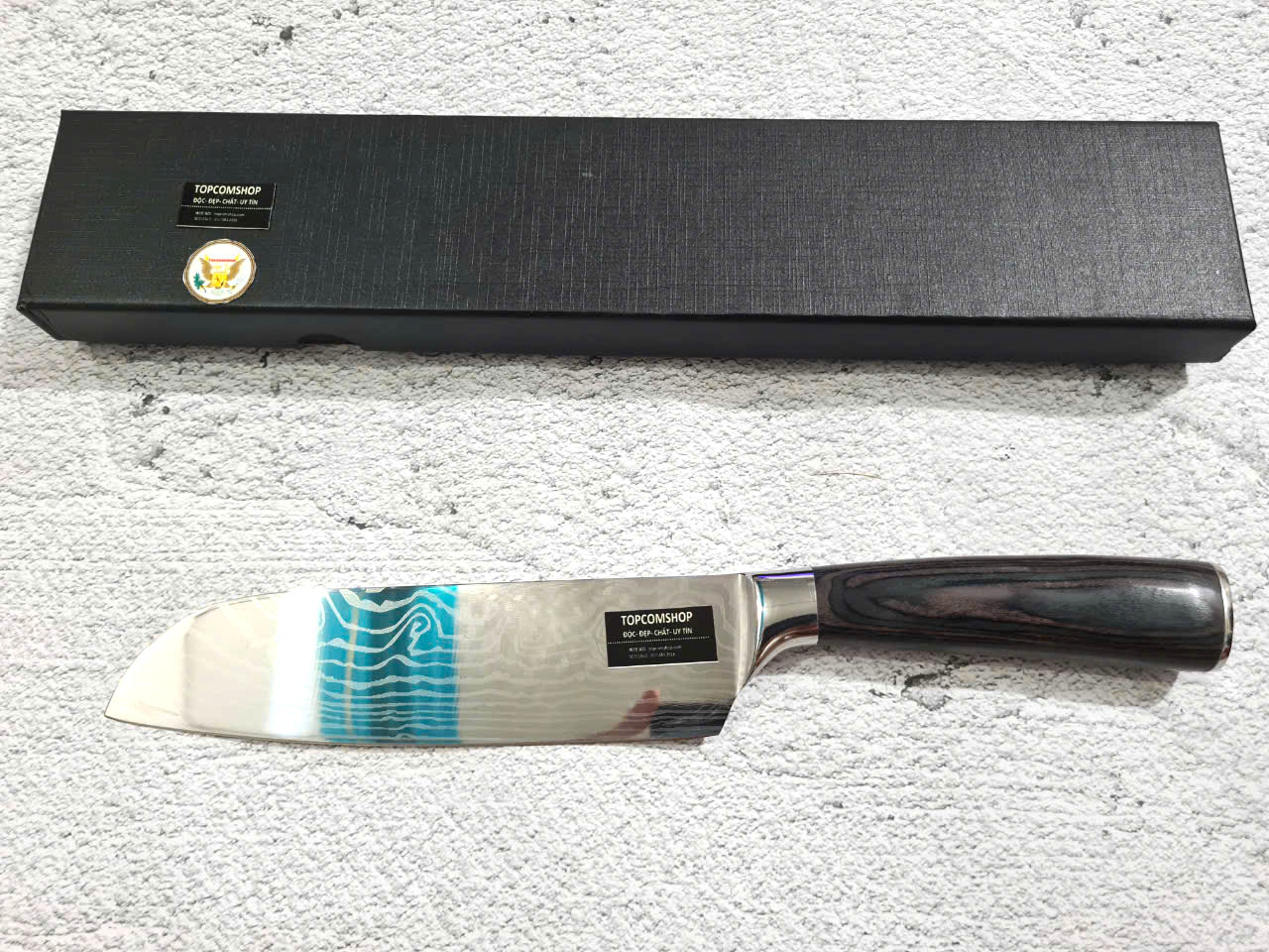 DAO - DAO BẾP NHẬT BẢN SANTOKU THÉP DAMASCUS MÃ A5 DT116 nt topcomshop vn