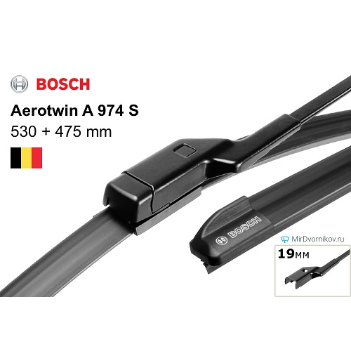 Gạt Mưa BOSCH A974S Set 21&quot; &amp; 19&quot;: GLK (2012-), Mini cooper ( chân bấm)
