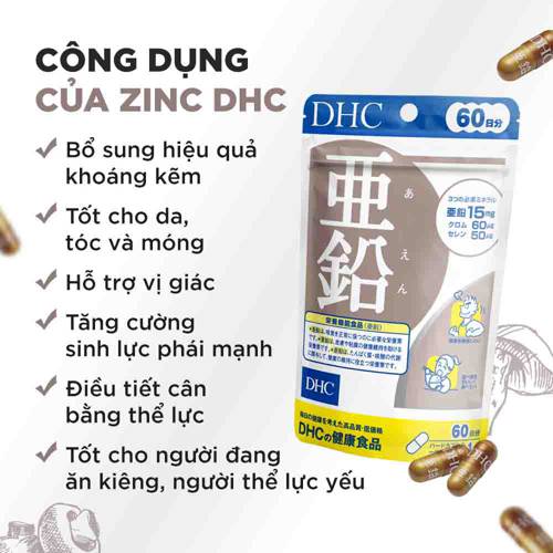 Kẽm Zinc DHC Nhật giảm mụn nội tiết, duy trì sức khỏe của da, tăng vị giác ngon miệng, tăng cường sinh lực phái mạnh - OZ Slim Store