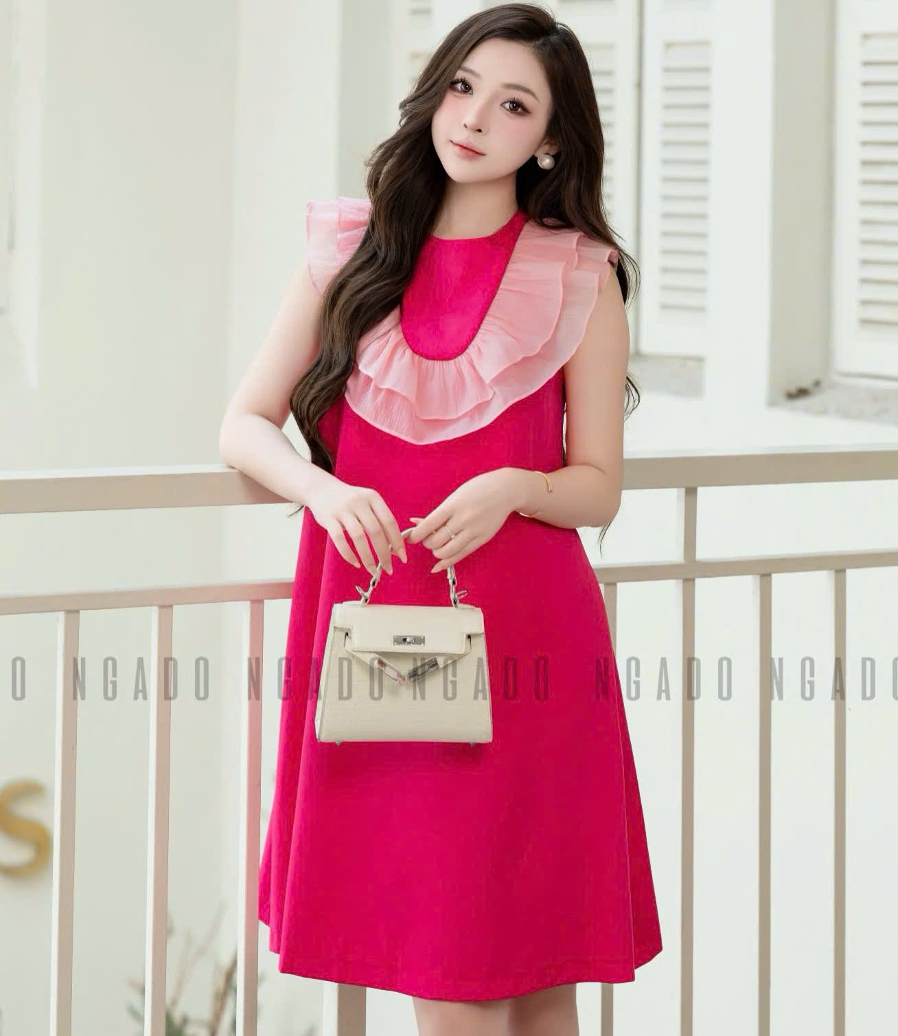 Đầm hồng sen sát nách NGADO , đầm dự tiệc , đầm sang trọng